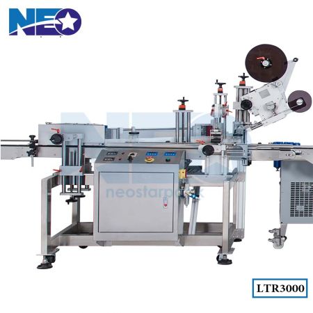 L-shaped angle and round bottle labeling machine